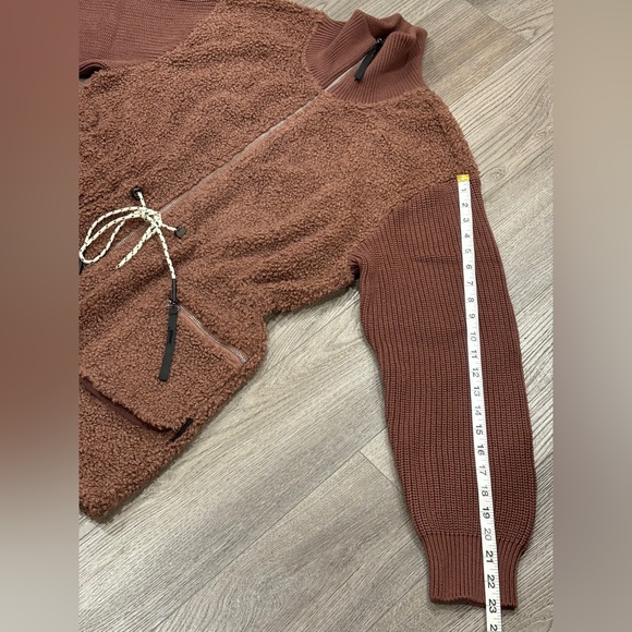 Varley Jacket Westwood Sherpa Brown Teddy Fleece Pockets Full Zip Women’s Size M - Picture 8 of 16